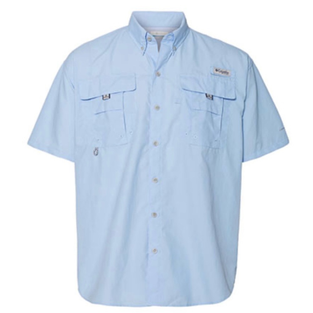 Columbia Mens Bahama PFG Short Sleeve Lightweight Fishing Outdoor Light Blue XXL
